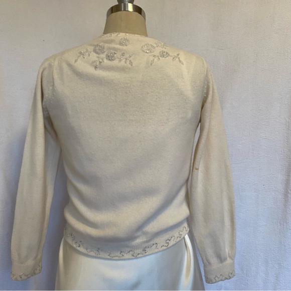 Vintage lined lambswool Sm cream cardigan. - Picture 7 of 12